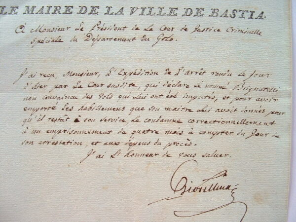 Lettre avec belle vignette corse.